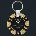 Porte-clés Gold Glitter Poker Chip Casino Wedding Party Favor<br><div class="desc">Celebrate in style with this trendy poker chip keychains. The design is easy to personalize with your own wording and your family and friends will be thrilled when they receive this fabulous party favor.</div>