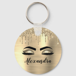 Porte-clés Gold Glitter Sparkle Eyelashes Monogram