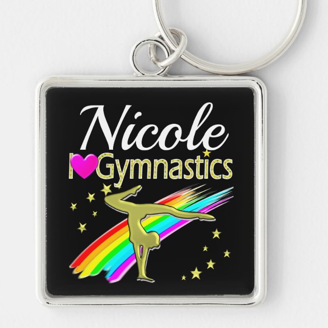 PORTE-CLÉS GOLD GLITZY J'AIME GYMNASTICS CONCEPTION CUSTOMISÉ (Devant)