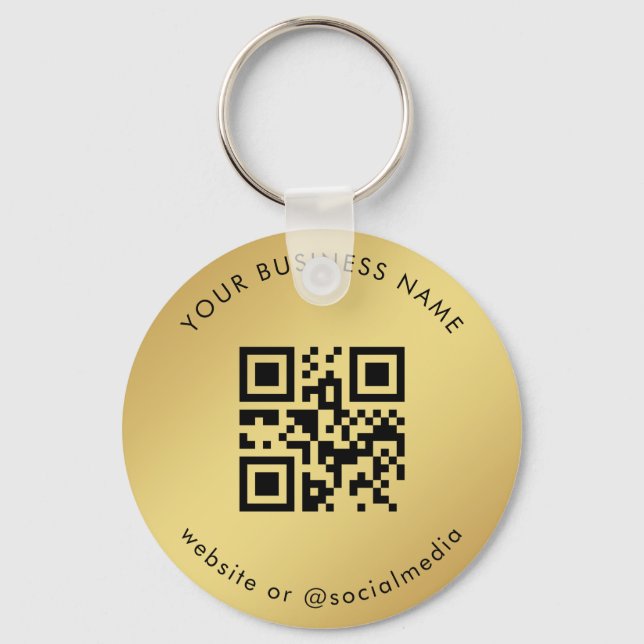 Porte-clés Gold Gradient Votre Entreprise Personnalisée Qr Co (Recto)
