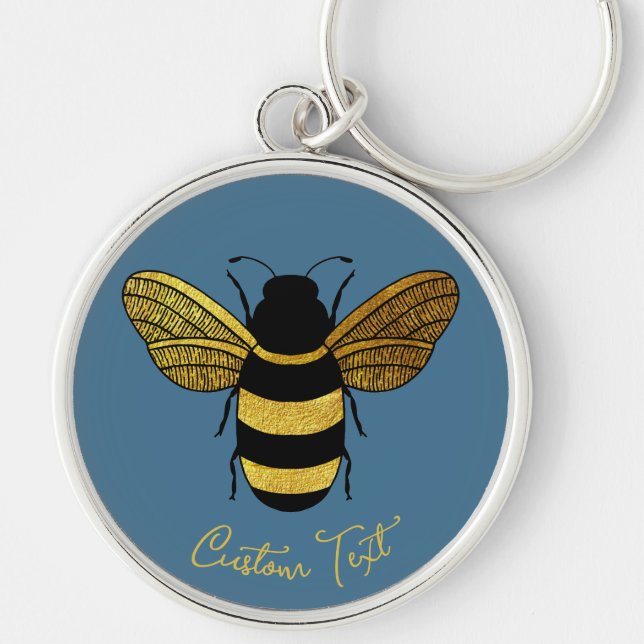 PORTE-CLÉS GOLD JAUNE BLACK BUMBLEBEE CALLIGRAPHIE TEXTE BEE (Devant)