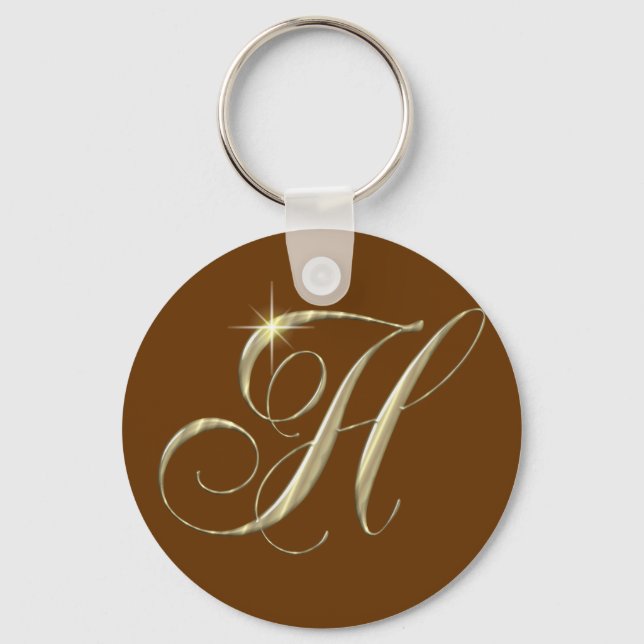 Porte-clés Gold Letter H Monogram Initial Gift (Recto)
