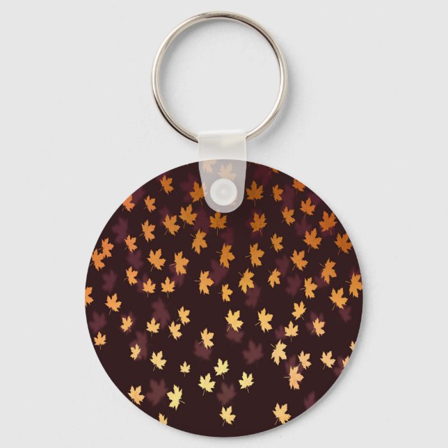 Porte-clés Gold Maple Leaf on dark red (Recto)