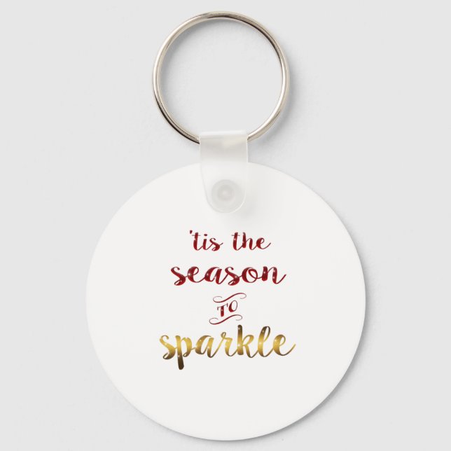 Porte-clés Gold Red Tis The Season To Sparkle Handwriting  (Recto)