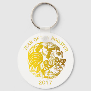 Porte-clés Gold Rooster chinois personnalisé Année Zodiac nai