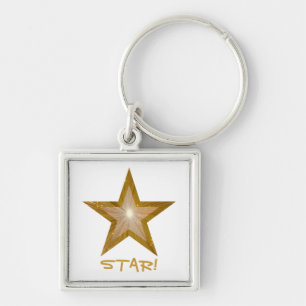 Porte-clés Gold Star 'STAR' carré porte - clé blanc