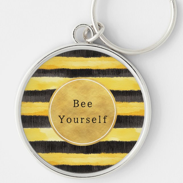 Porte-clés Gold Yellow Black Bee Stripes (Devant)