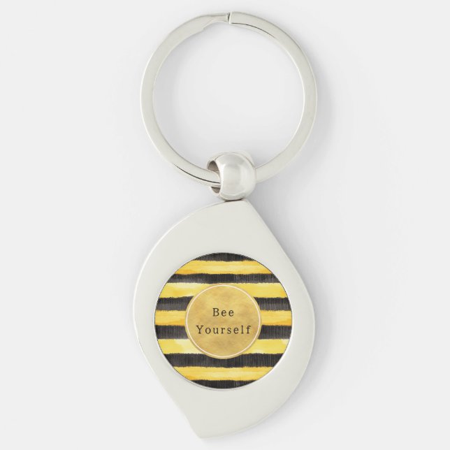 Porte-clés Gold Yellow Black Bee Stripes (Devant)