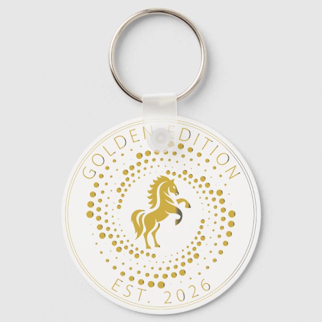 Porte-clés Golden Horse Logo Custom Text Classic Icon  (Recto)