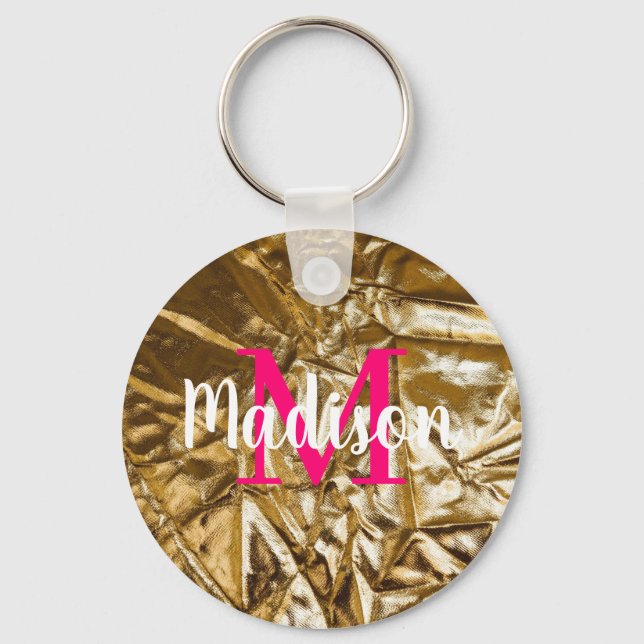 Porte-clés Golden Pink Monogram Personalized  (Recto)