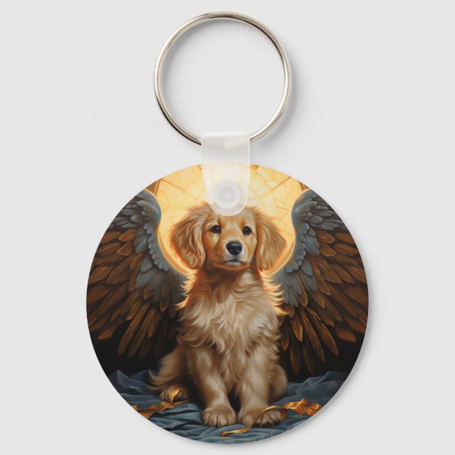 Porte-clés Golden Retriever chiot Angel (Recto)