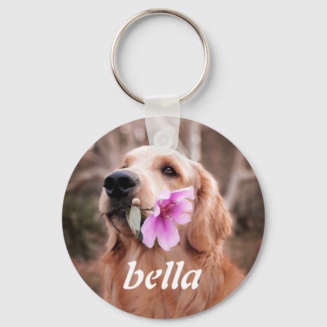 Porte-clés Golden Retriever Dog Personalized Pet Photo Wirele (Recto)