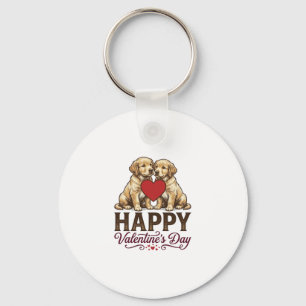 Porte-clés Golden Retriever Joyeuse Saint-Valentin
