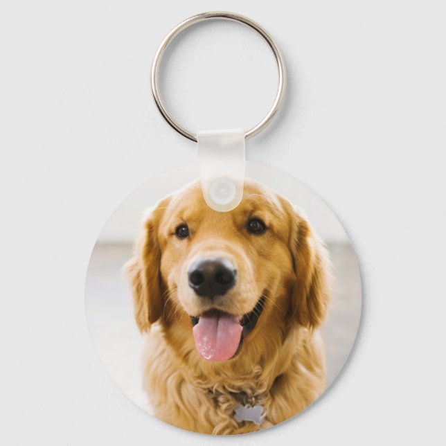 Porte-clés Golden Retriever souriant (Recto)