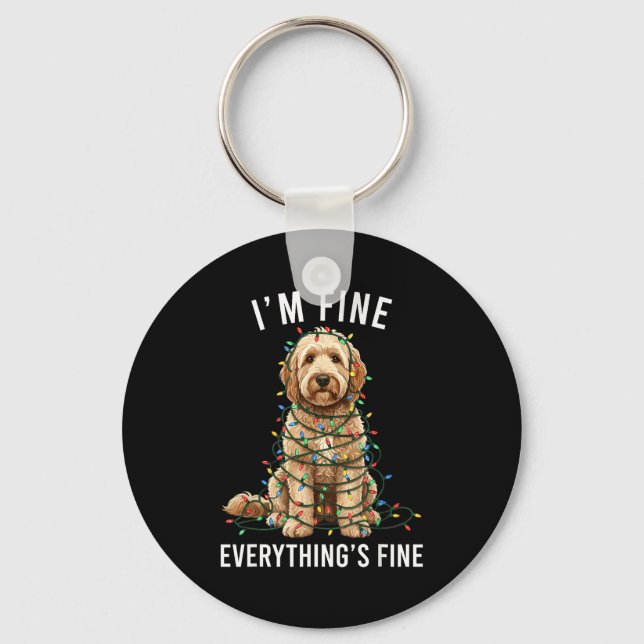 Porte-clés Goldendoodle Christmas I'm Fine Everything Is Fine (Recto)
