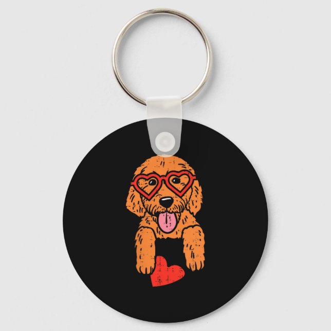 Porte-clés Goldendoodle Cœur Pochette Mignon Saint Valentin C (Recto)