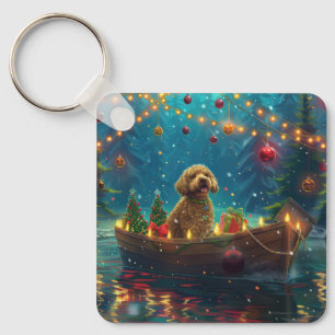 Porte-clés Goldendoodle Noël Festive Voyage