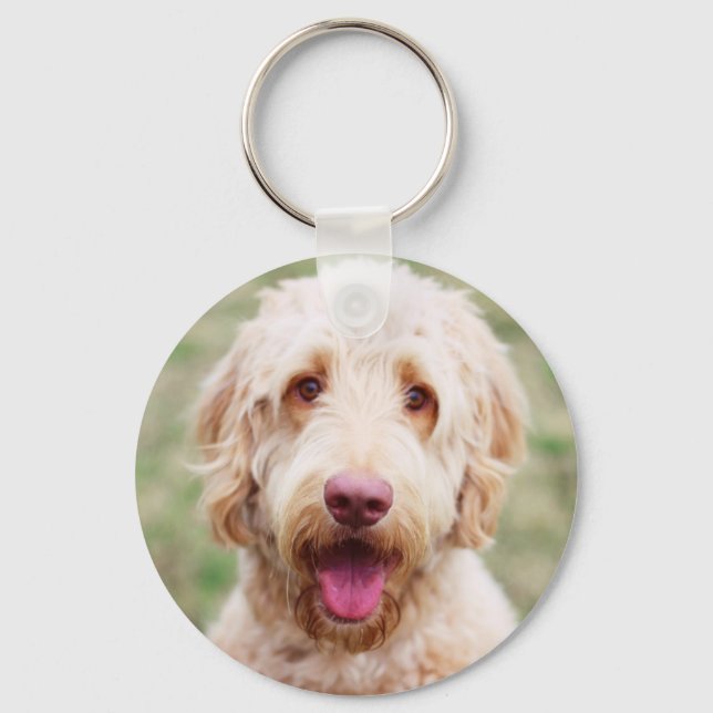Porte-clés Goldendoodle souriant (Recto)