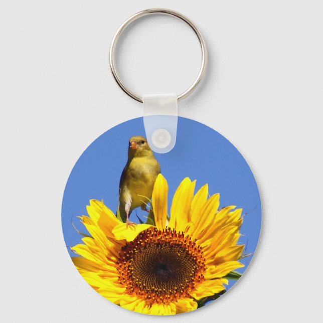 Porte-clés Goldfinch américain sur tournesol (Recto)