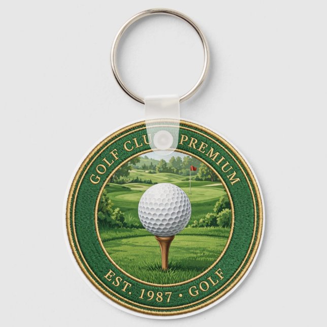 Porte-clés Golf Ball On Tee Premium Keychain (Recto)