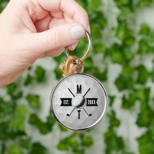 Porte-clés Golf Ball Texture & Club Premier Monogramme