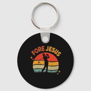 Porte-clés Golf chrétien pour Jésus Rétro 70s Golf religieux