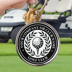 Porte-clés Golf Classique Nom Personnalisé Noir