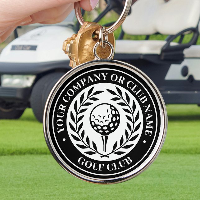 Porte-clés Golf Classique Nom Personnalisé Noir (Créateur téléchargé)