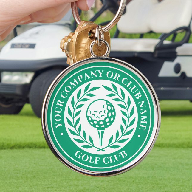 Porte-clés Golf Classique Nom Personnalisé Vert (Créateur téléchargé)