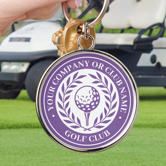 Porte-clés Golf Classique Nom Personnalisé Violet (Créateur téléchargé)