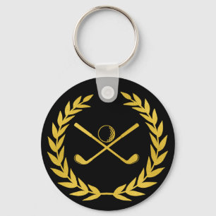 Porte-clés Golf Club Gold Personnalisé Minimal Wreath Golf