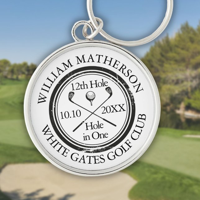 Porte-clés Golf Hole in One Classique Personnalisé (Golf Hole in One Classic Personalized Keychain)