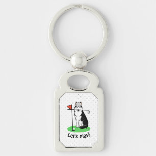 Porte-clés Golf Sibérien Husky (noir) Chien Jouant Mal Drôle