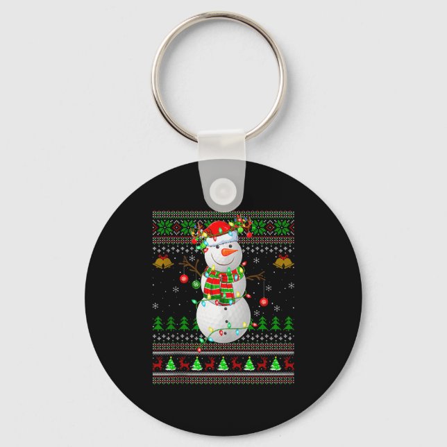 Porte-clés Golf Snowman Ugly Christmas Sweaters Golfing Golfe (Recto)
