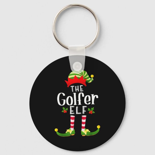 Porte-clés Golfer Christmas Elf Matching Pajama X-mas Party  (Recto)