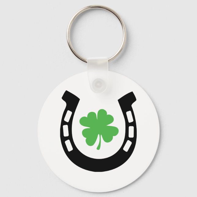 Porte-clés Good Luck Horseshoe Cloverleaf - Shamrock (Recto)