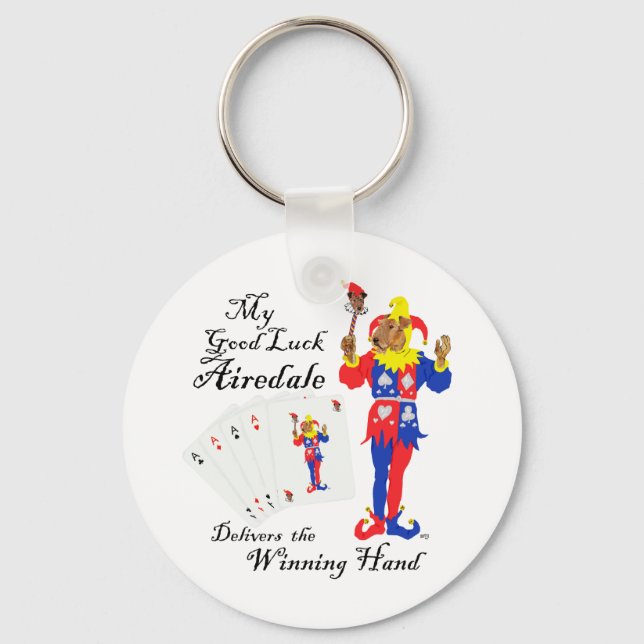 Porte-clés Good Luck Poker Airedale Terrier (Recto)