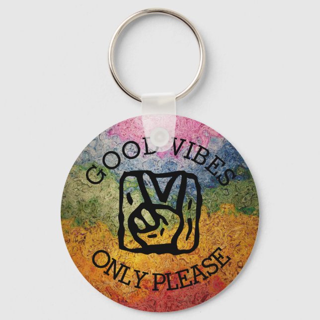 Porte-clés Good Vibes Only Please Peace Rainbow (Recto)