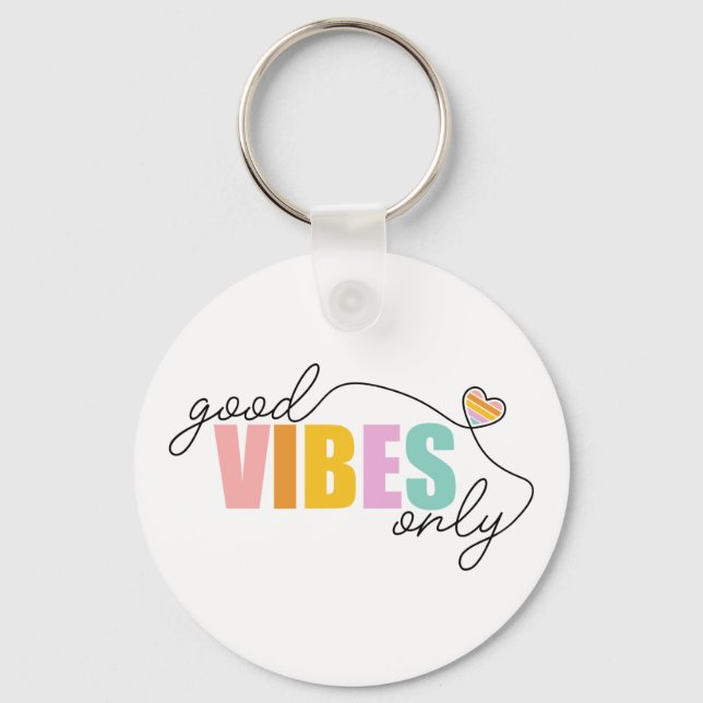 Porte-clés Good Vibes seulement Rainbow Heart (Recto)