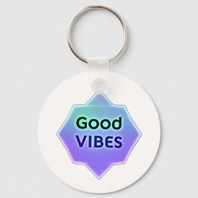 Porte-clés "Good Vibes" Text on Gradient Star Shape (Recto)