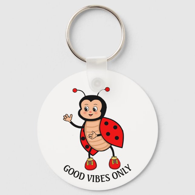 Porte-clés Good Vibes uniquement Ladybug sur blanc (Recto)