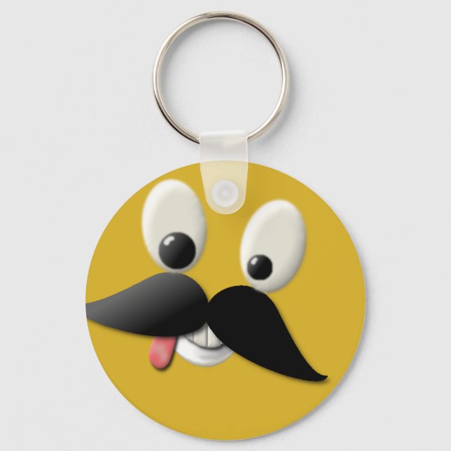 Porte-clés Goofy Happy Face avec Moustache (Recto)