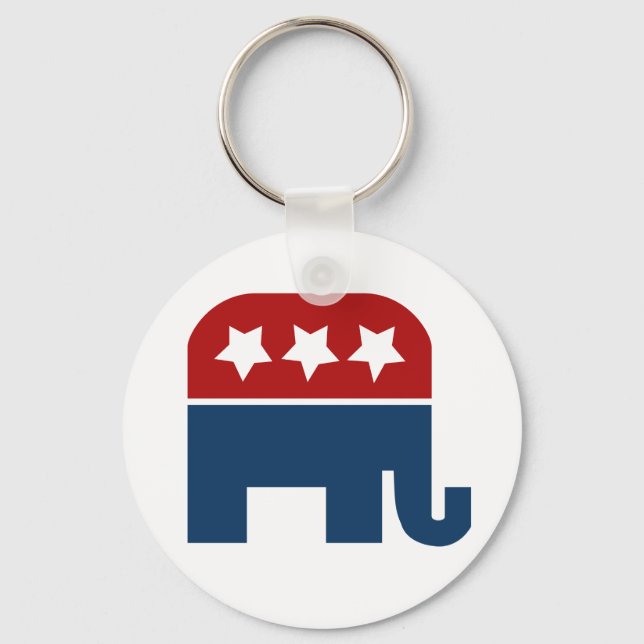 Porte-clés GOP éléphant Logo design républicain (Recto)