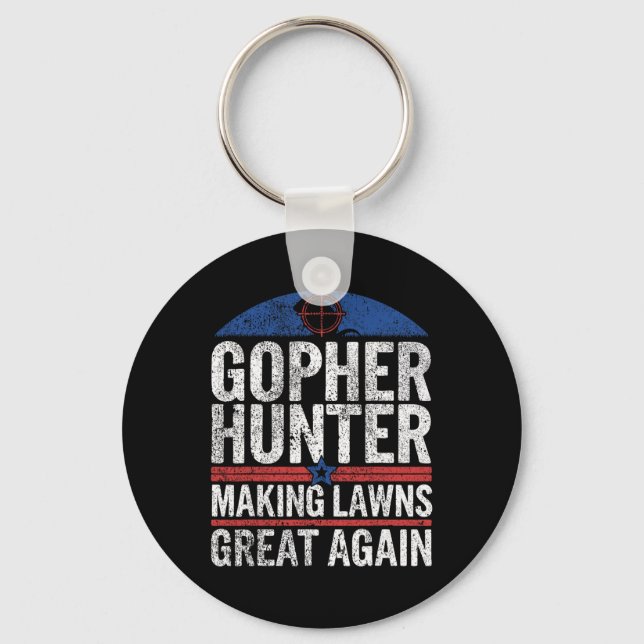 Porte-clés Gopher Hunter Fabriquant Des Pelouses Super I Goph (Recto)