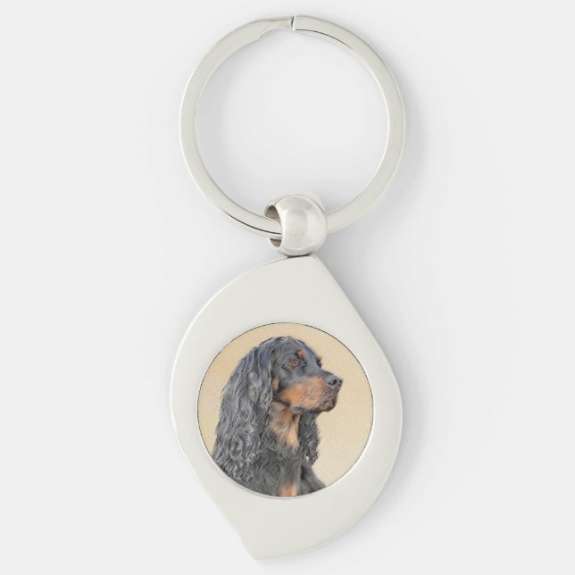 Porte-clés Gordon Setter Peinture - Joli art original chien (Devant)