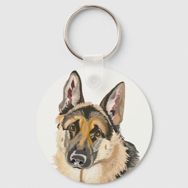 Porte-clés Gorgeous German Shepherd, Alsation Dog Drawing Key (Recto)
