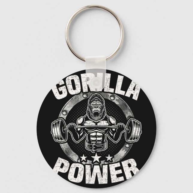Porte-clés Gorilla Power Bodybuilding Weightlifting Workout  (Recto)