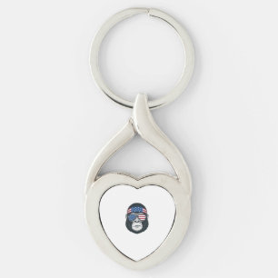 Porte-clés Gorille Patriotique Gravure Vintage Vecteur Visage