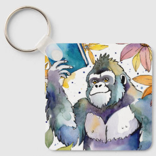 Porte-clés Gorille sobre avec prière personnalisée du grand l
