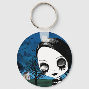 Porte-clés Goth Big Eye Girl Wishing Pleine lune Art kechain